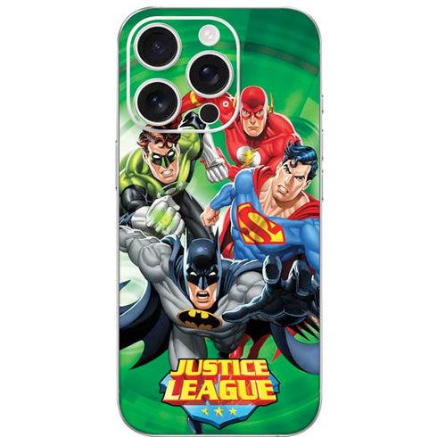 Justice League Team Power Up Green iPhone 16 Pro Skin